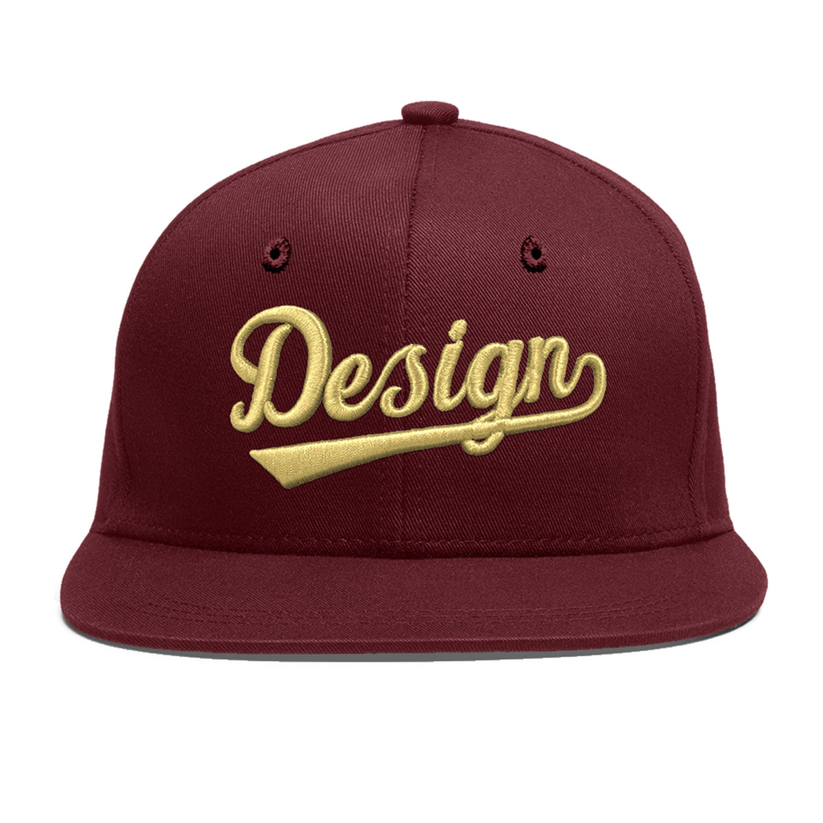 Custom Maroon 3D Puff Embroidery Flat Embroidery Casual Sport Baseball Cap