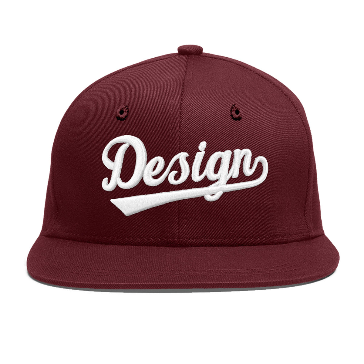 Custom Maroon 3D Puff Embroidery Flat Embroidery Casual Sport Baseball Cap