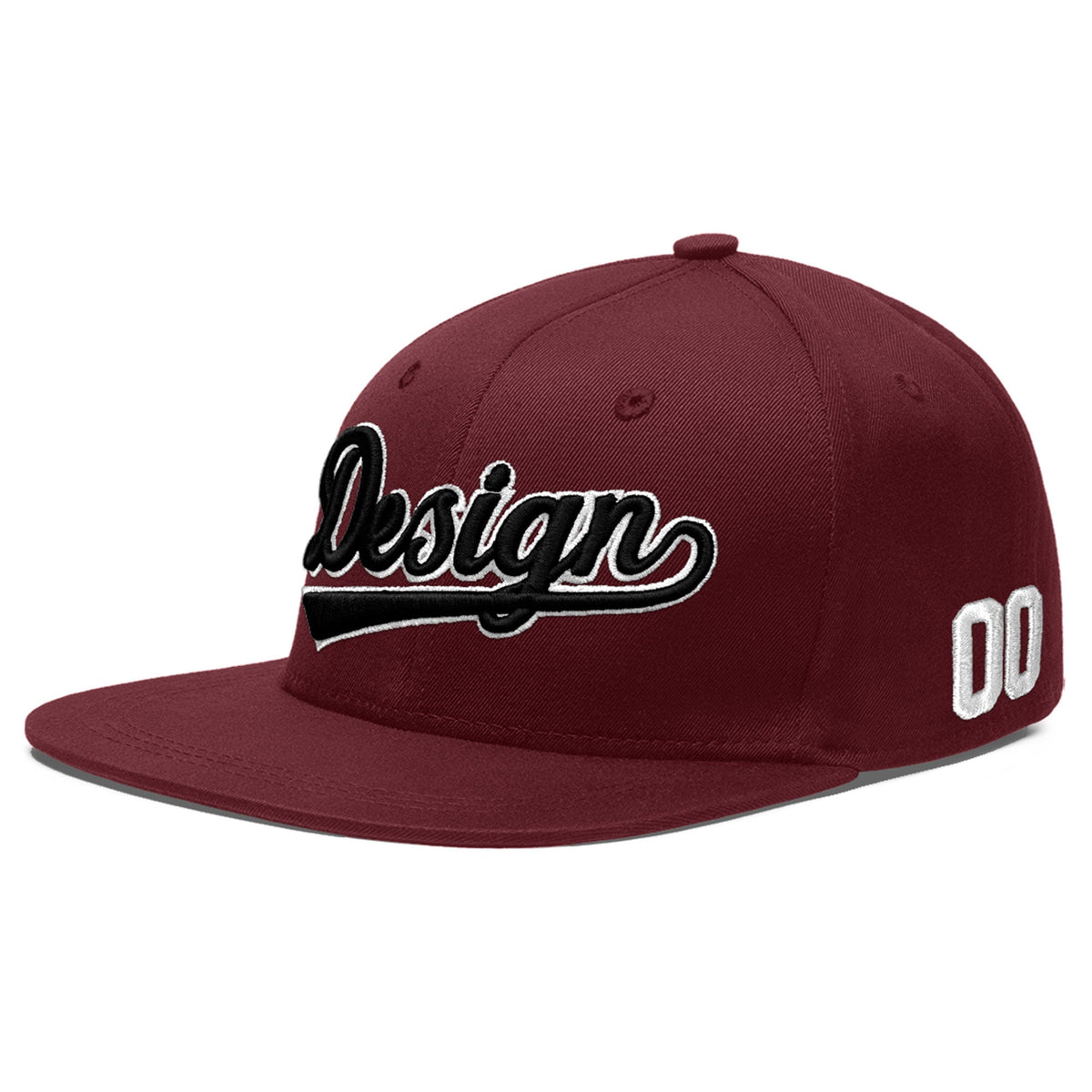 Custom Maroon 3D Puff Embroidery Flat Embroidery Casual Sport Baseball Cap