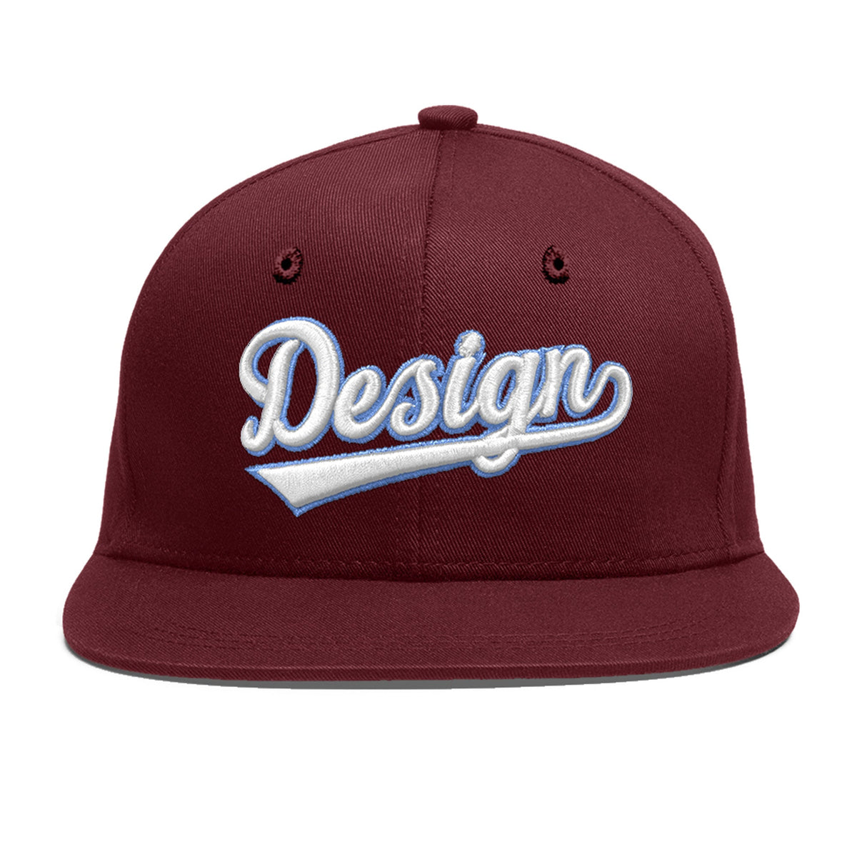 Custom Maroon 3D Puff Embroidery Flat Embroidery Casual Sport Baseball Cap