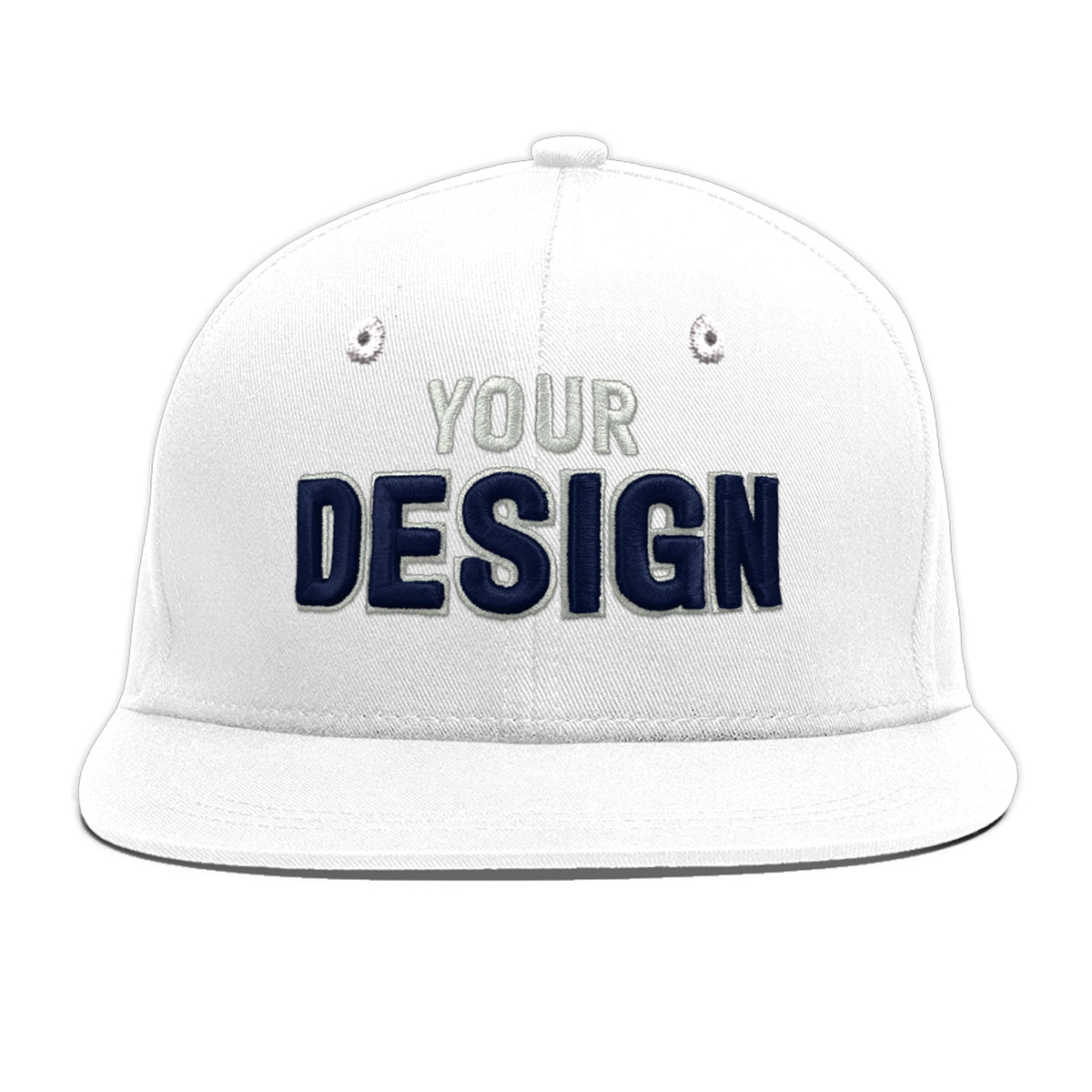 Custom White 3D Puff Embroidery Flat Embroidery Casual Sport Baseball Cap