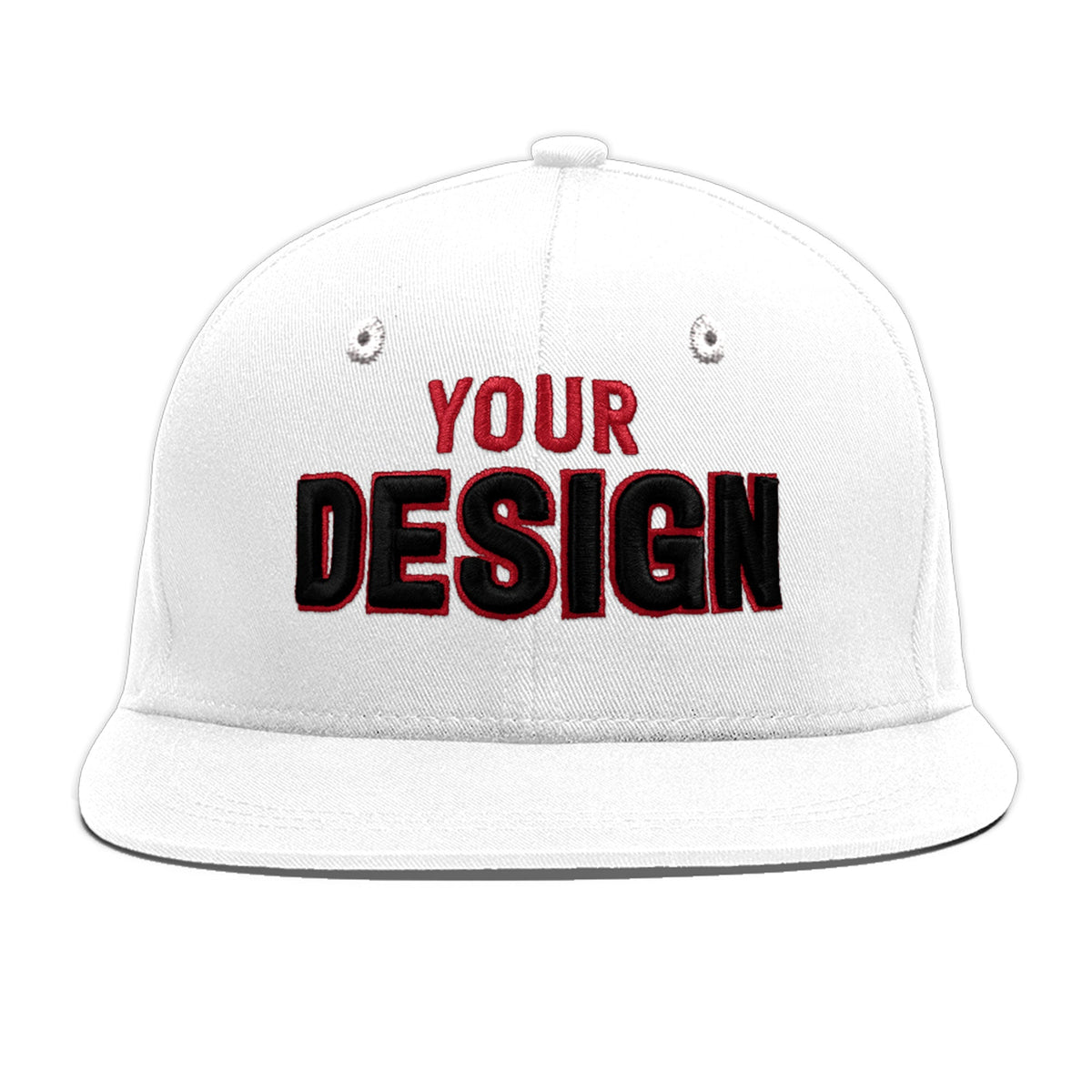 Custom White 3D Puff Embroidery Flat Embroidery Casual Sport Baseball Cap