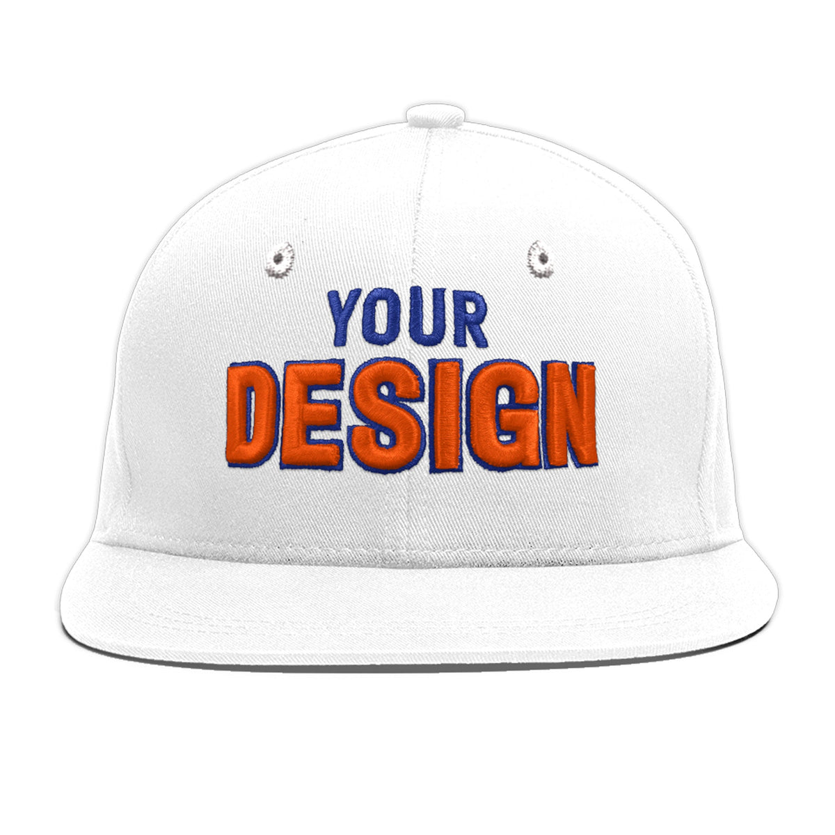 Custom White 3D Puff Embroidery Flat Embroidery Casual Sport Baseball Cap