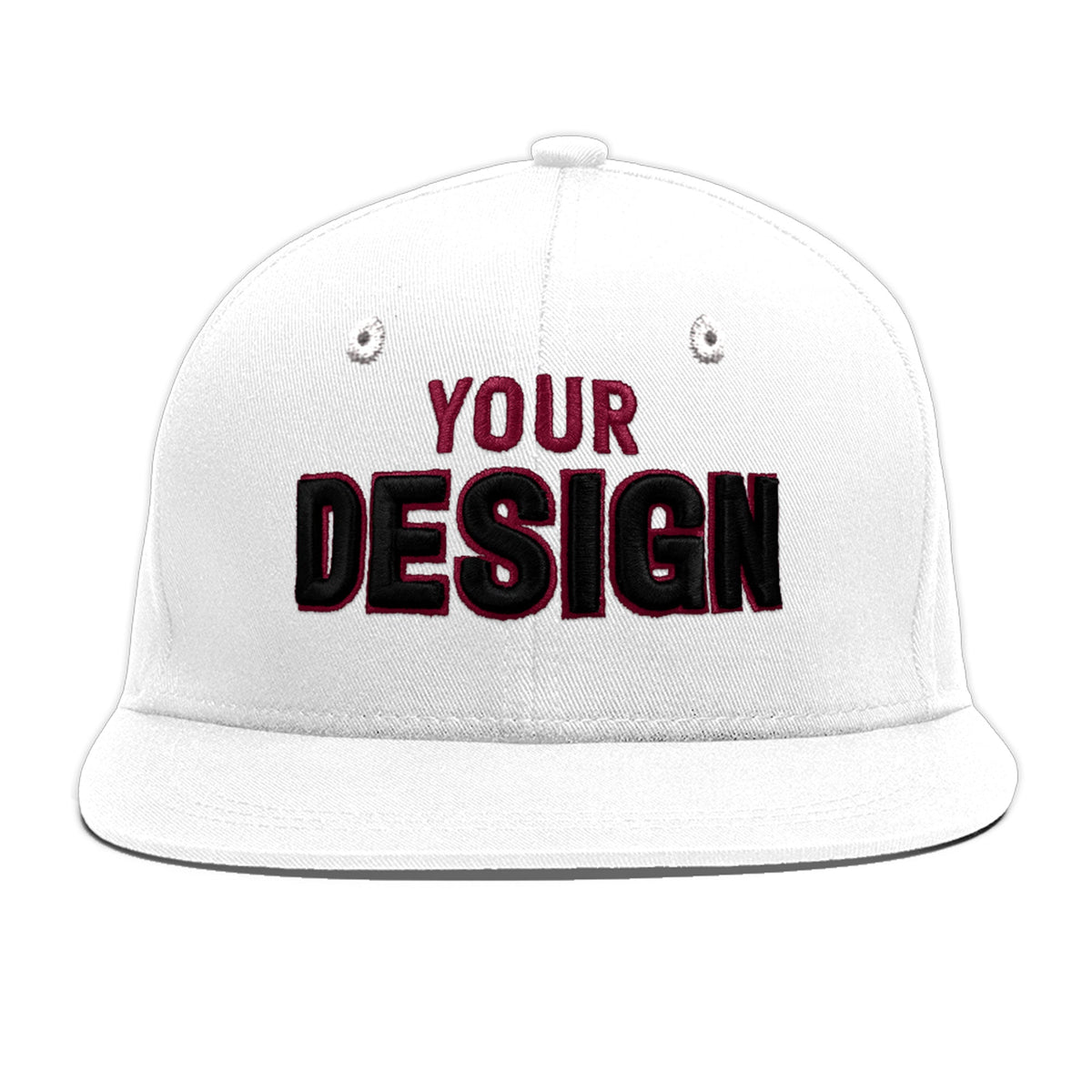Custom White 3D Puff Embroidery Flat Embroidery Casual Sport Baseball Cap