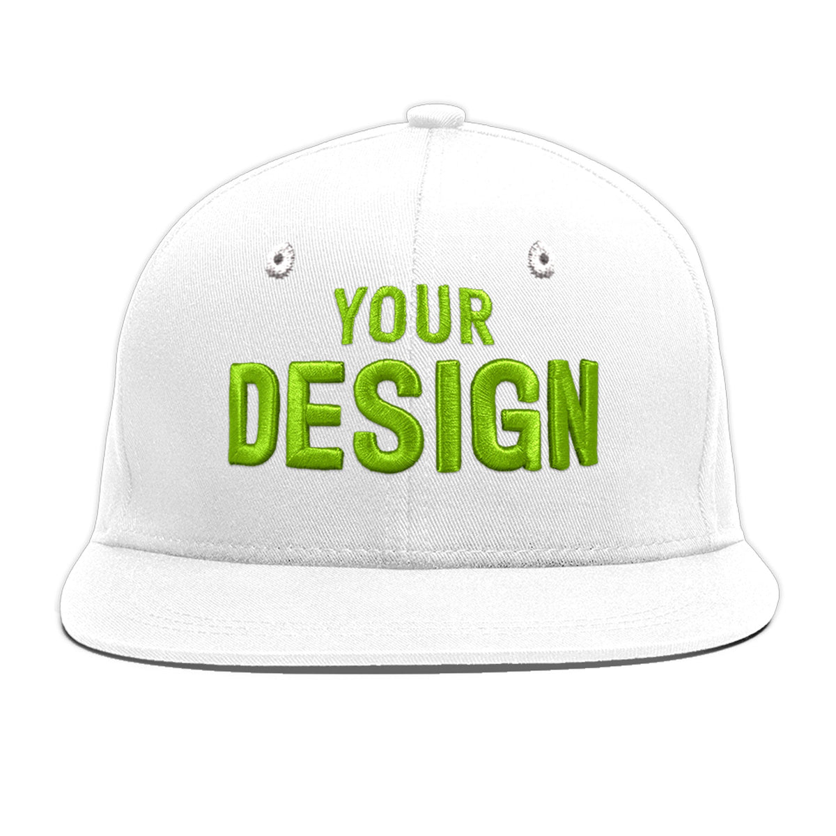 Custom White 3D Puff Embroidery Flat Embroidery Casual Sport Baseball Cap