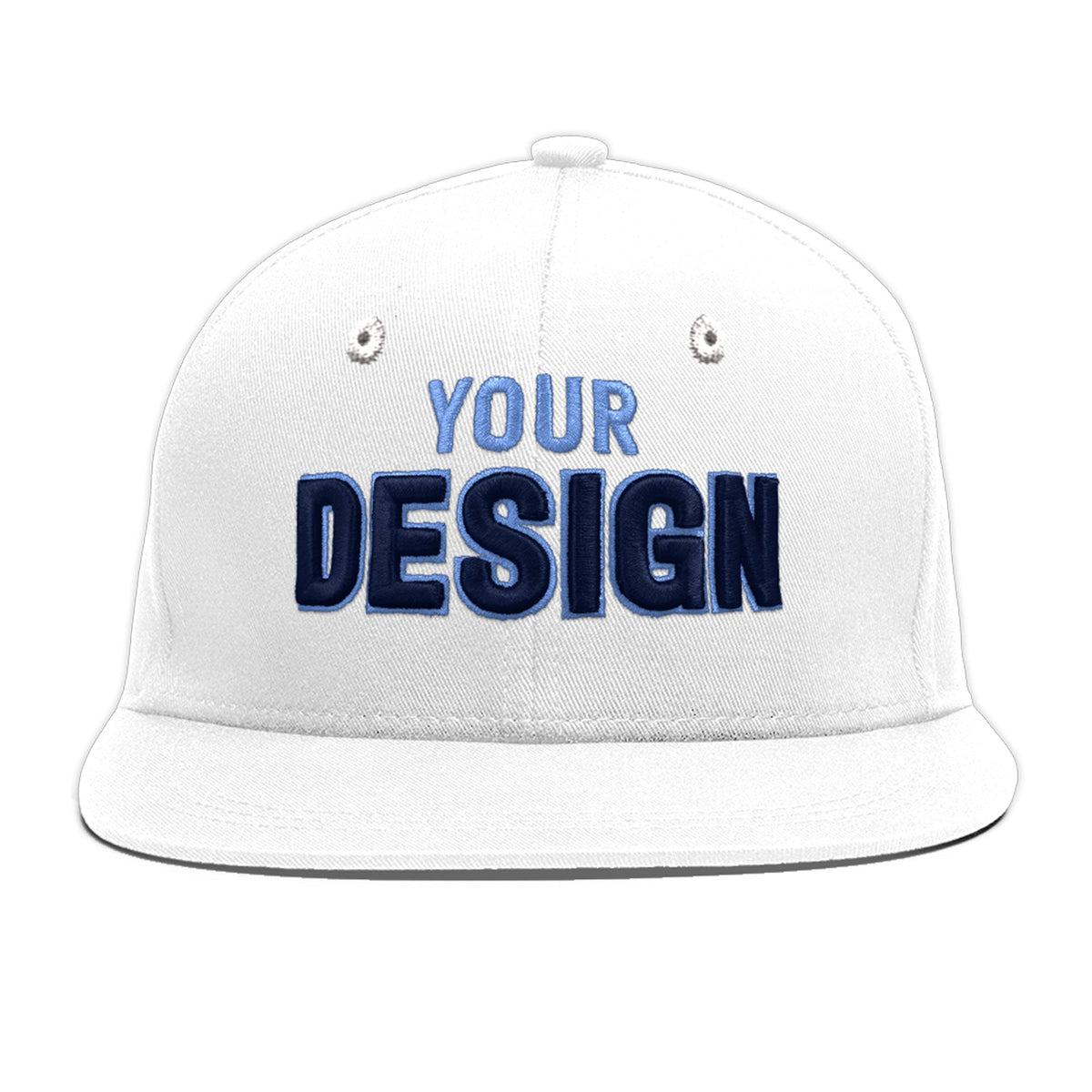 Custom White 3D Puff Embroidery Flat Embroidery Casual Sport Baseball Cap