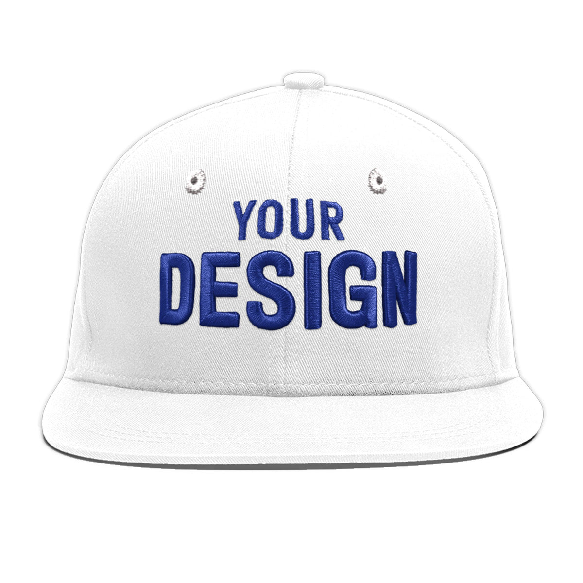 Custom White 3D Puff Embroidery Flat Embroidery Casual Sport Baseball Cap