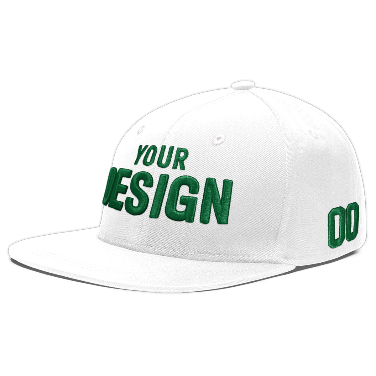Custom White 3D Puff Embroidery Flat Embroidery Casual Sport Baseball Cap