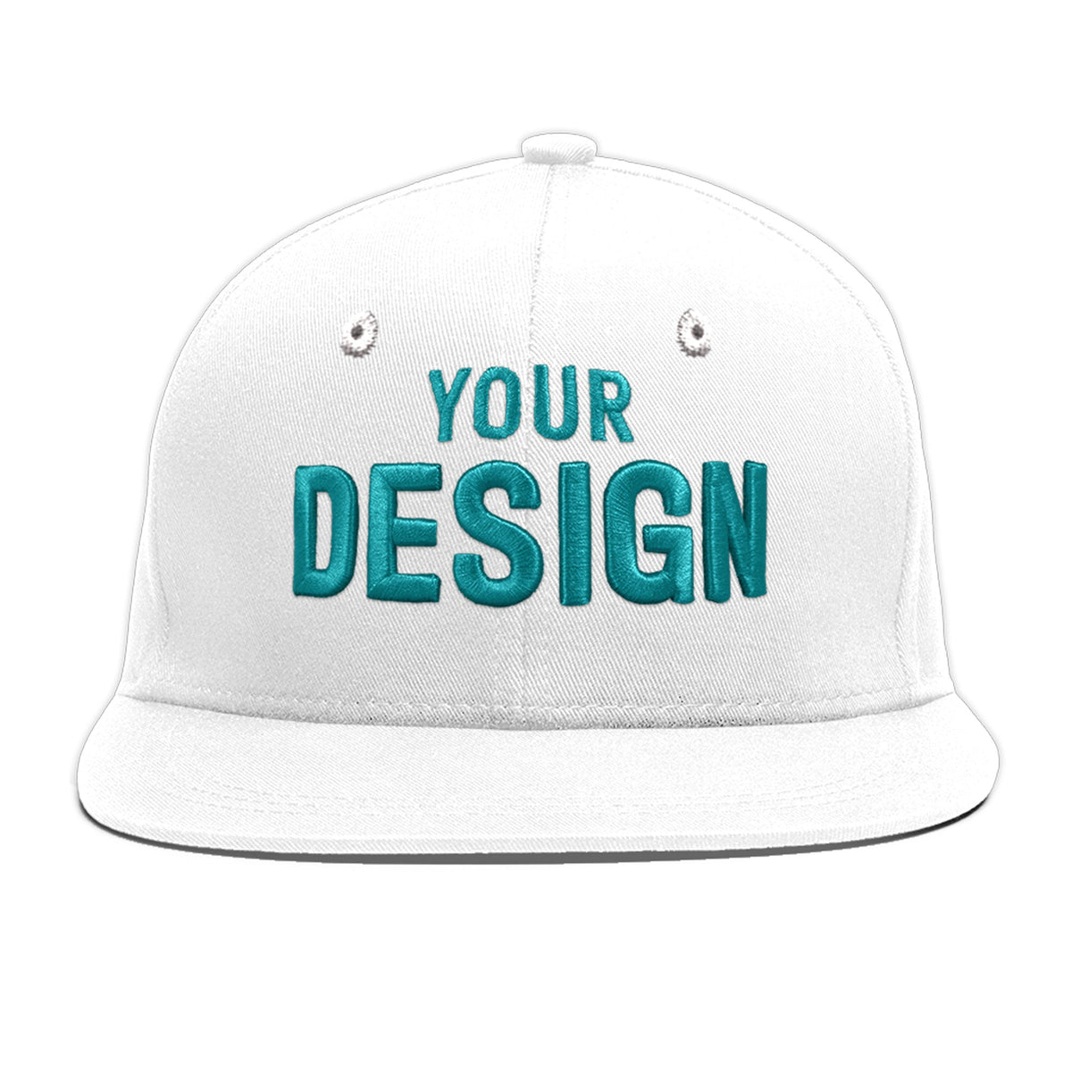 Custom White 3D Puff Embroidery Flat Embroidery Casual Sport Baseball Cap