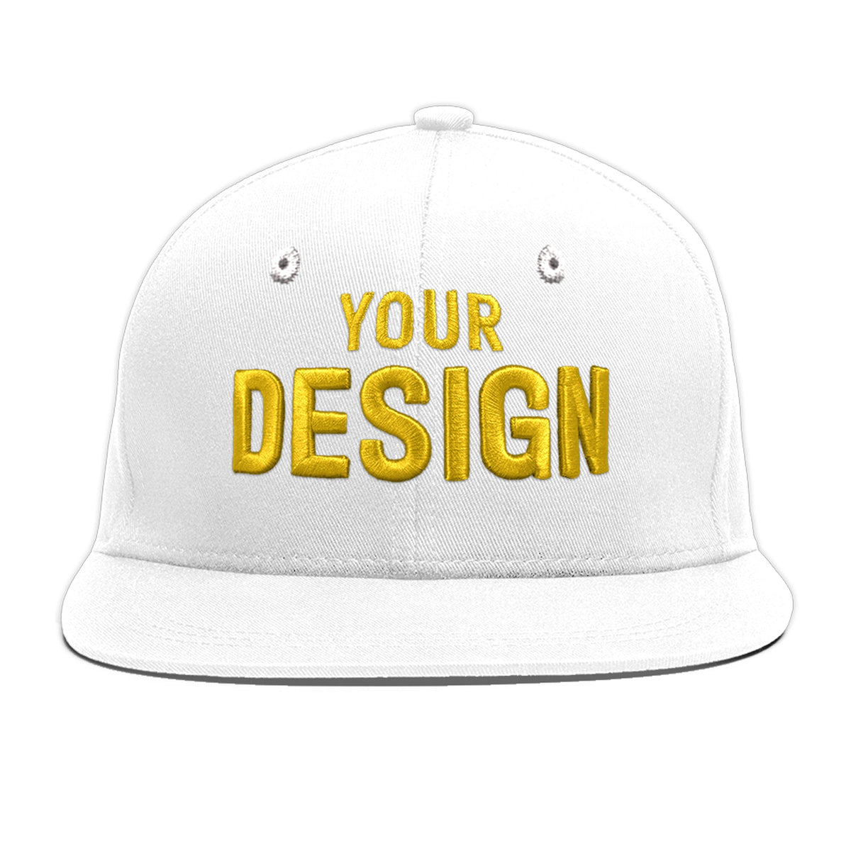 Custom White 3D Puff Embroidery Flat Embroidery Casual Sport Baseball Cap
