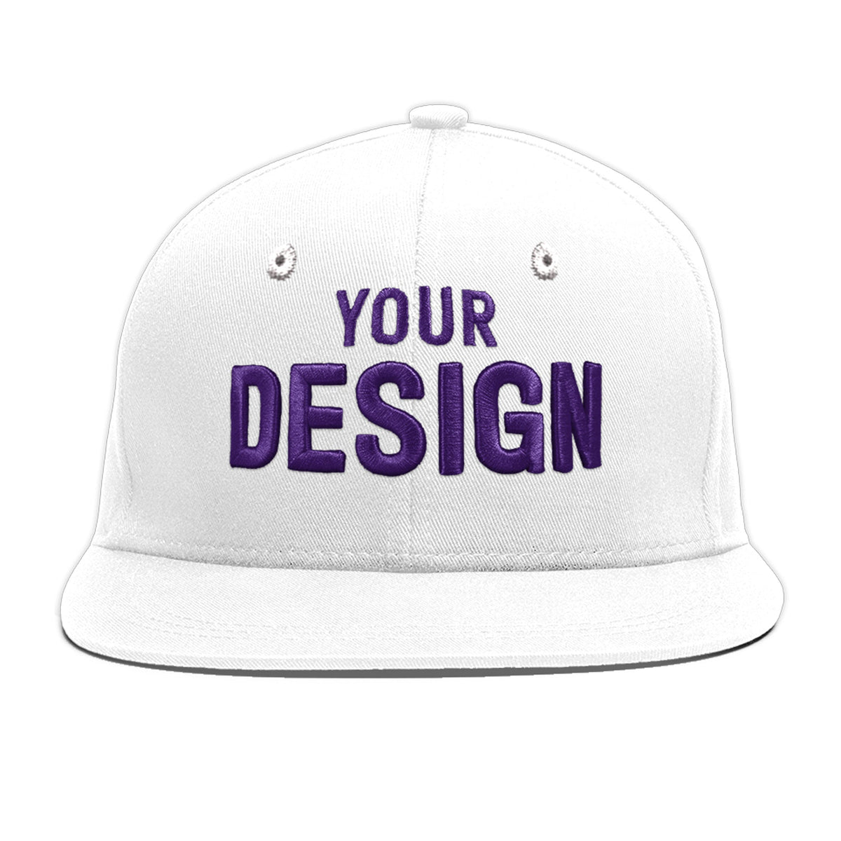 Custom White 3D Puff Embroidery Flat Embroidery Casual Sport Baseball Cap