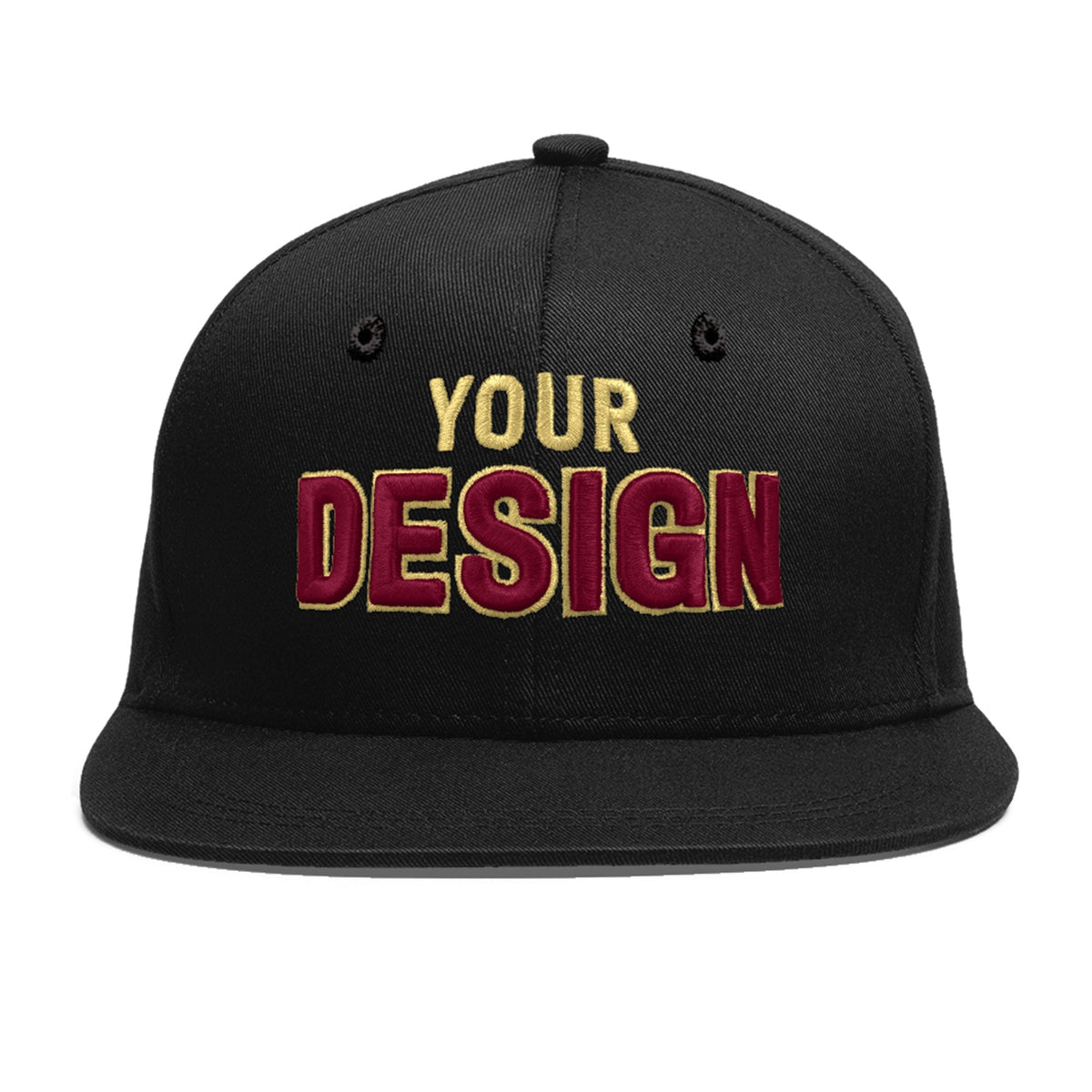 Custom Black 3D Puff Embroidery Flat Embroidery Casual Sport Baseball Cap