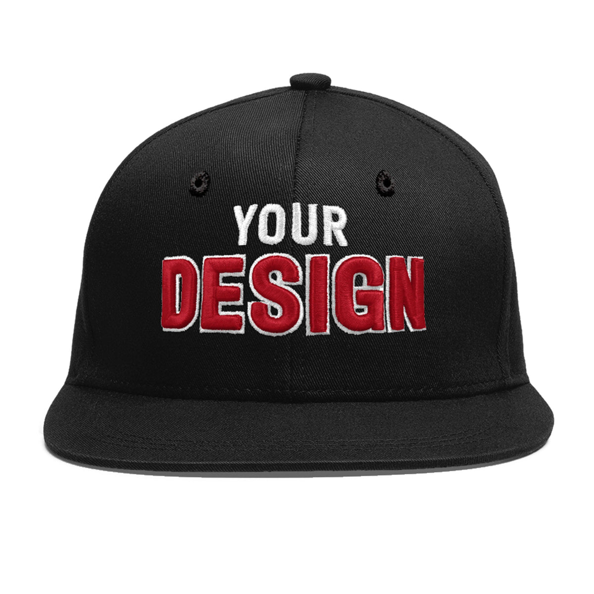 Custom Black 3D Puff Embroidery Flat Embroidery Casual Sport Baseball Cap