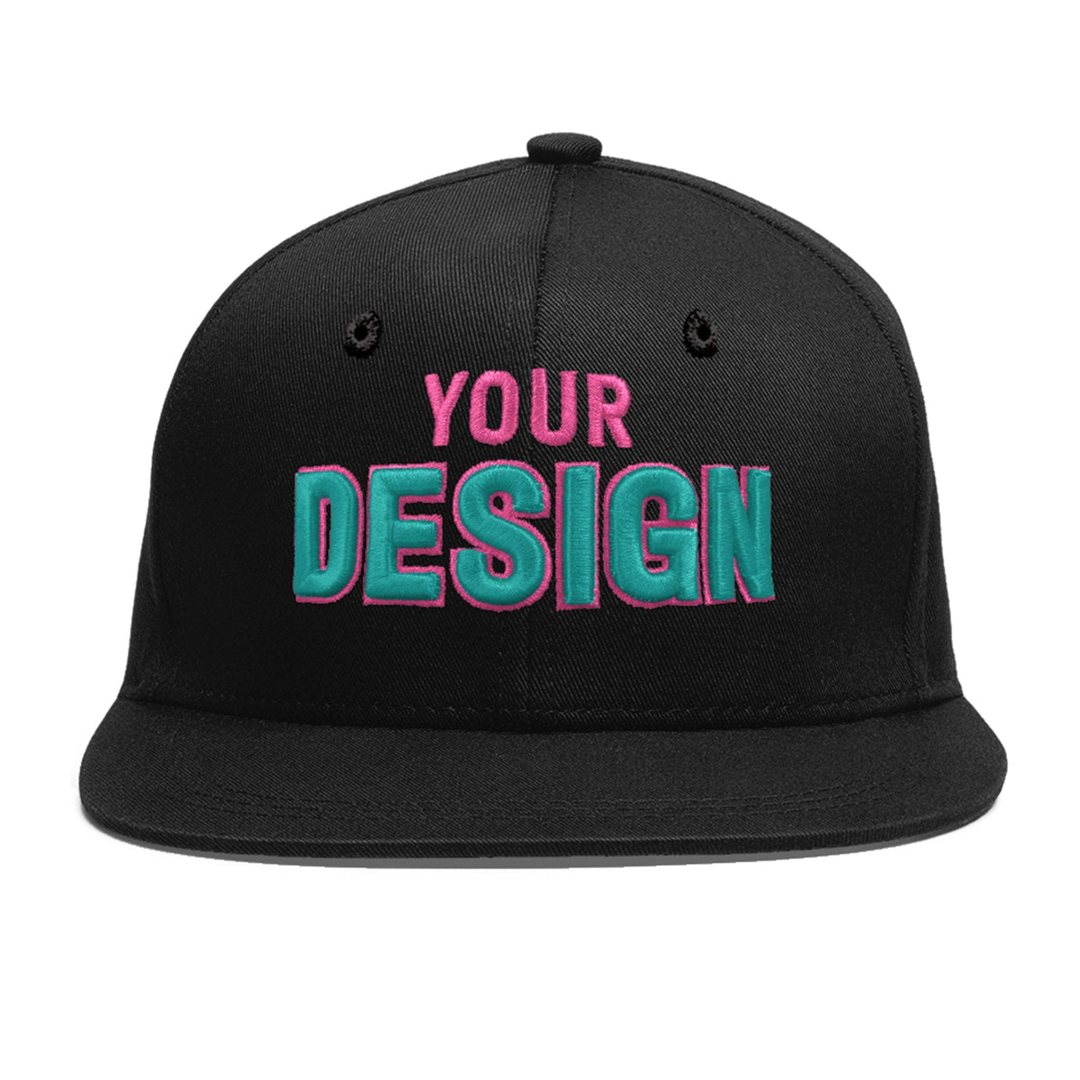 Custom Black 3D Puff Embroidery Flat Embroidery Casual Sport Baseball Cap