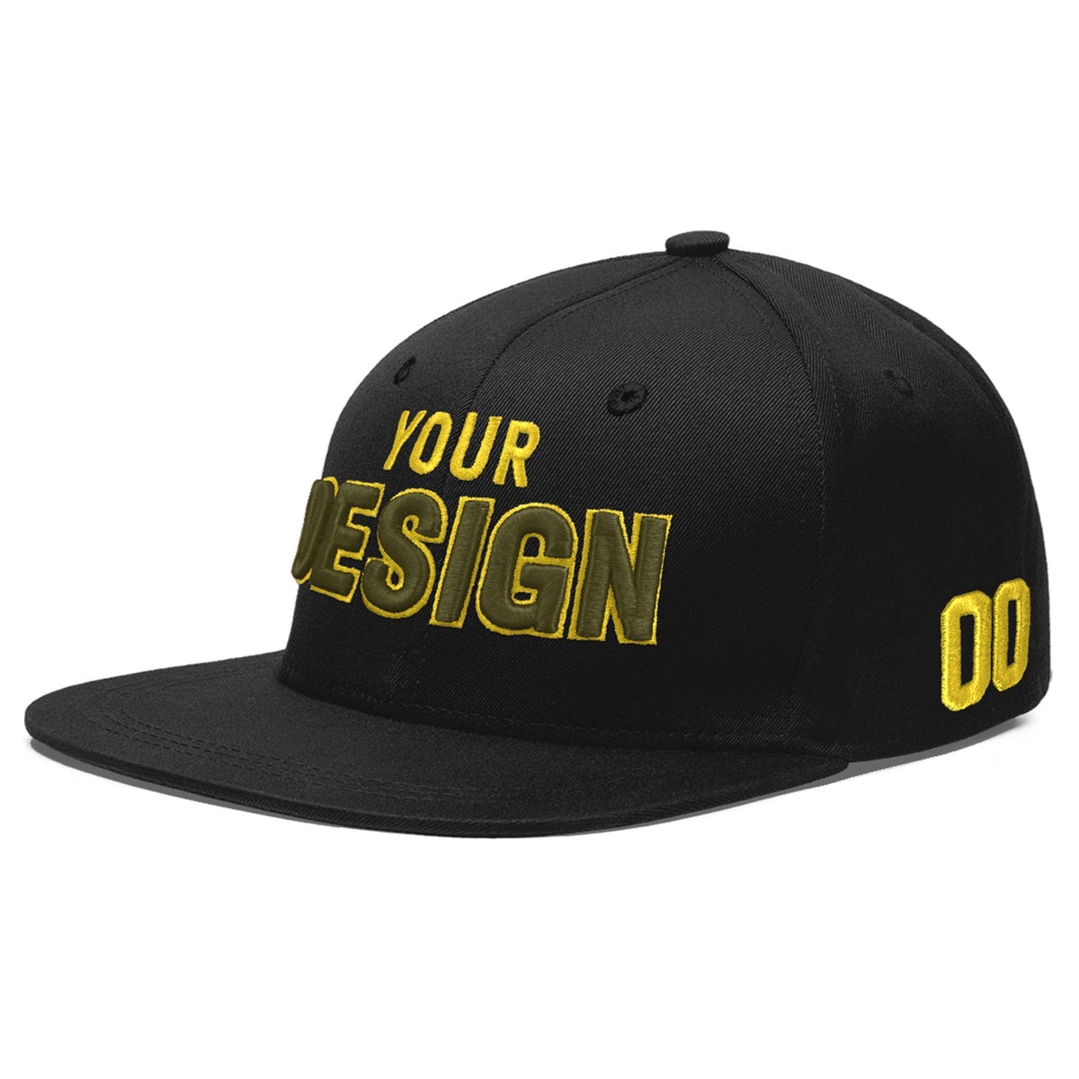Custom Black 3D Puff Embroidery Flat Embroidery Casual Sport Baseball Cap