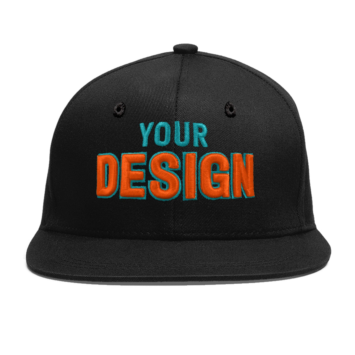 Custom Black 3D Puff Embroidery Flat Embroidery Casual Sport Baseball Cap