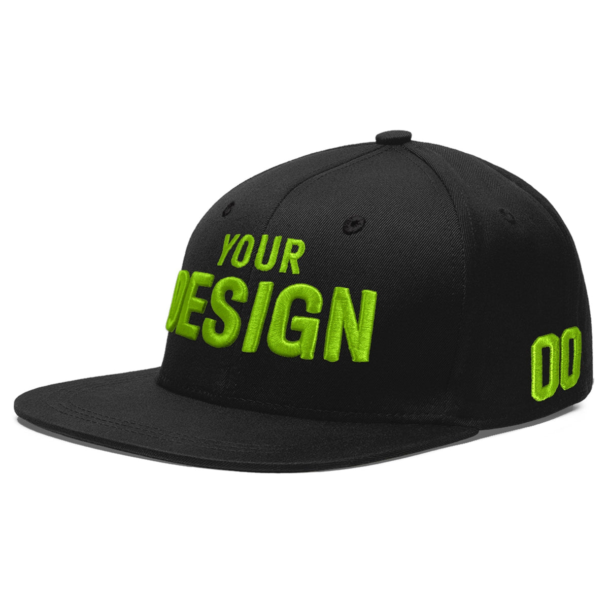 Custom Black 3D Puff Embroidery Flat Embroidery Casual Sport Baseball Cap