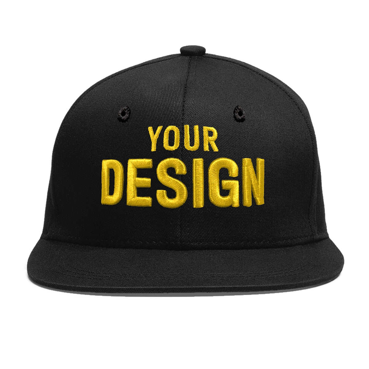 Custom Black 3D Puff Embroidery Flat Embroidery Casual Sport Baseball Cap