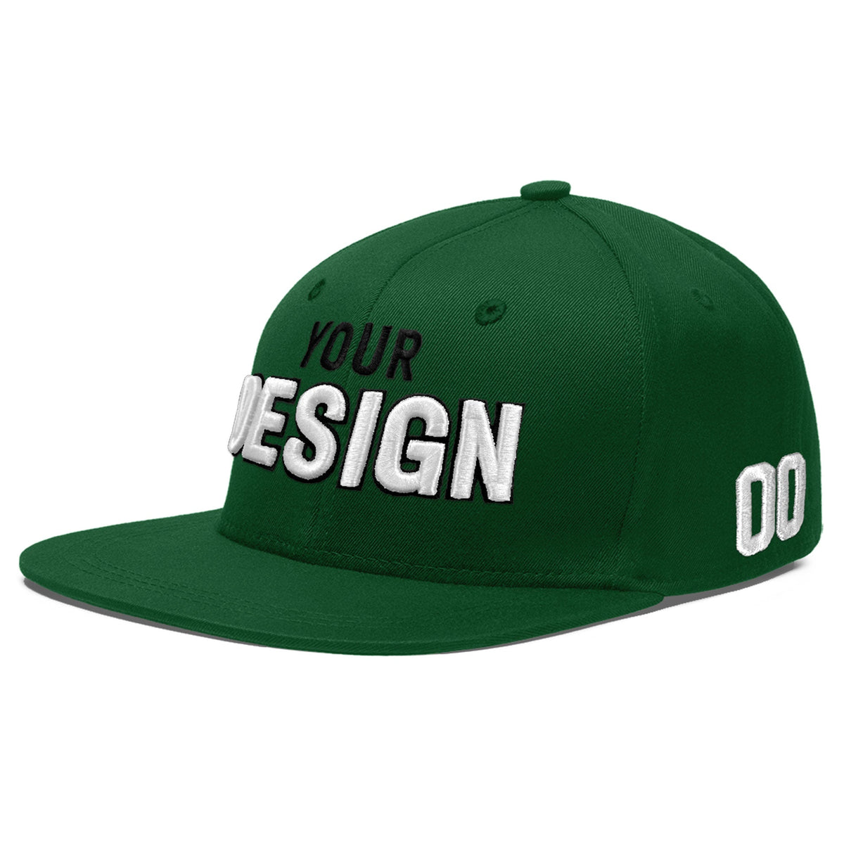 Custom Green 3D Puff Embroidery Flat Embroidery Casual Sport Baseball Cap