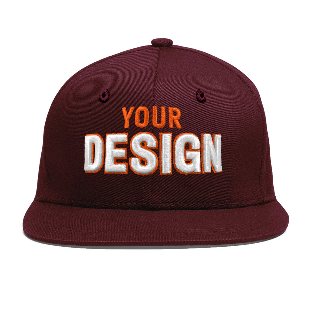 Custom Burgundy 3D Puff Embroidery Flat Embroidery Casual Sport Baseball Cap