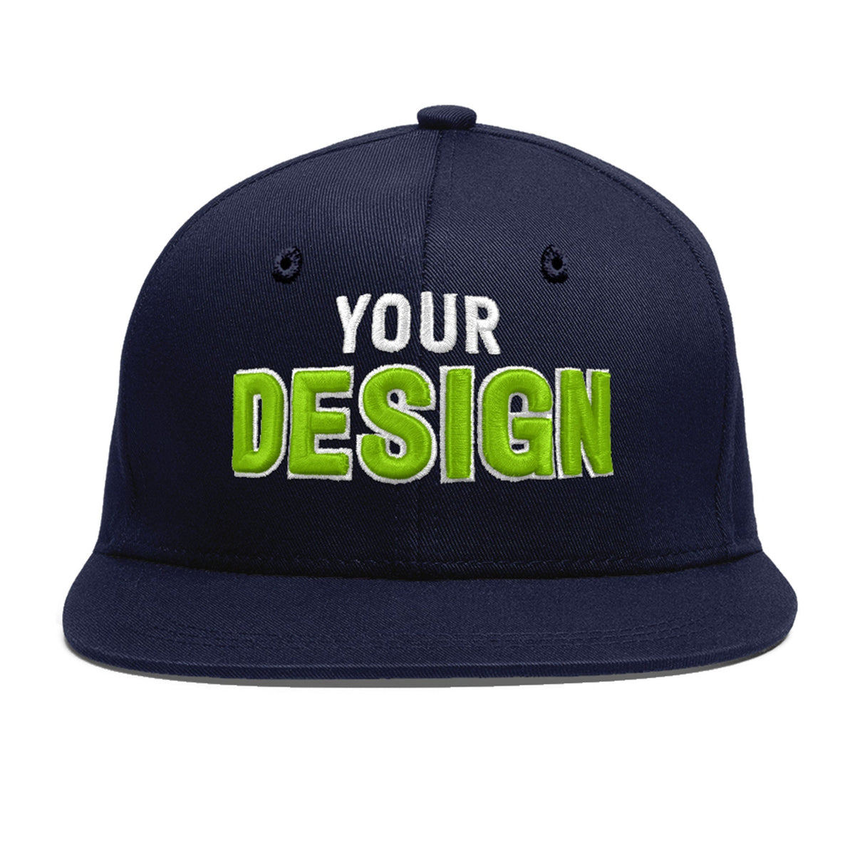Custom Navy 3D Puff Embroidery Flat Embroidery Casual Sport Baseball Cap