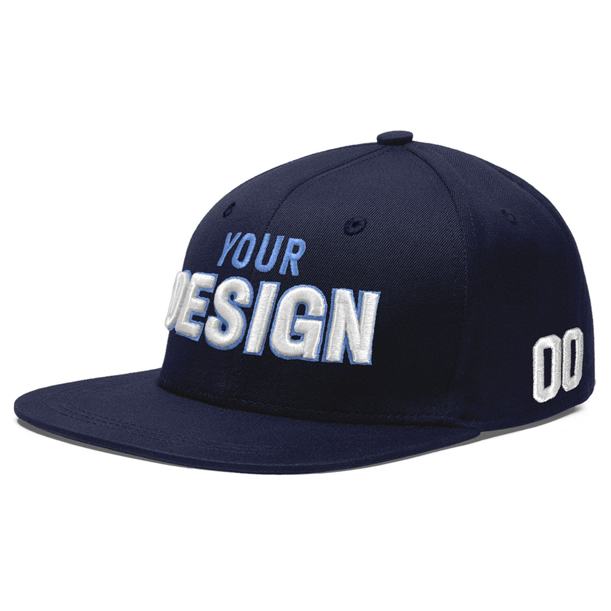 Custom Navy 3D Puff Embroidery Flat Embroidery Casual Sport Baseball Cap