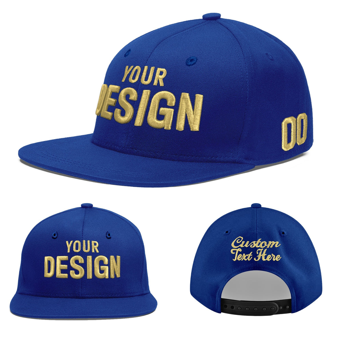 Custom Royal 3D Puff Embroidery Flat Embroidery Casual Sport Baseball Cap