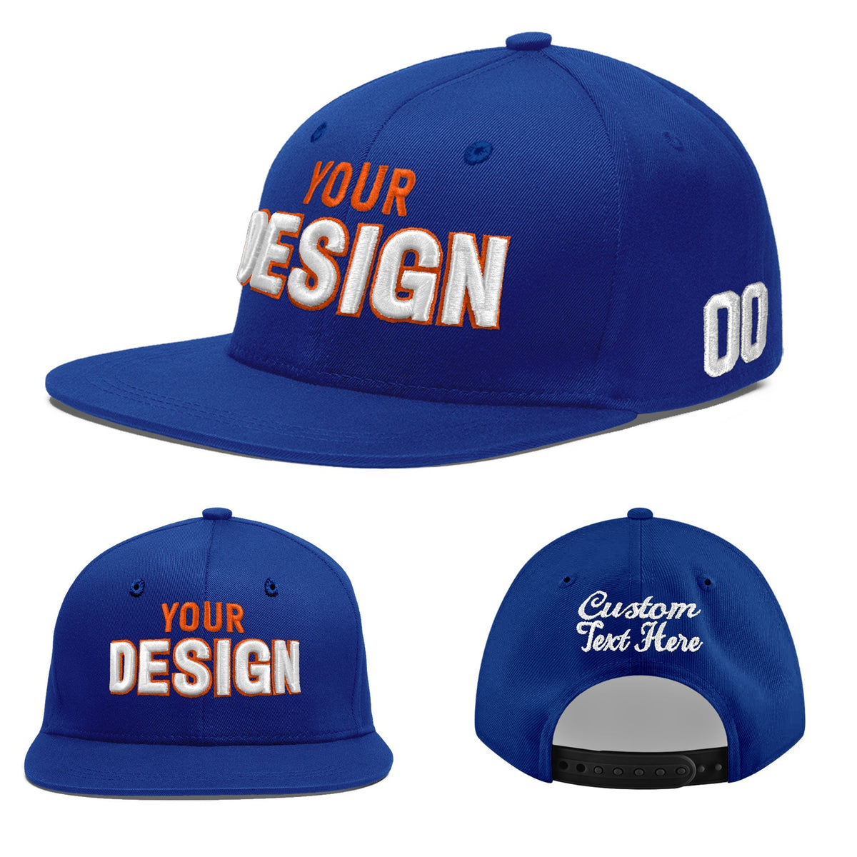 Custom Royal 3D Puff Embroidery Flat Embroidery Casual Sport Baseball Cap