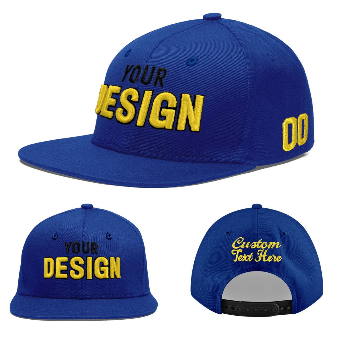 Custom Royal 3D Puff Embroidery Flat Embroidery Casual Sport Baseball Cap