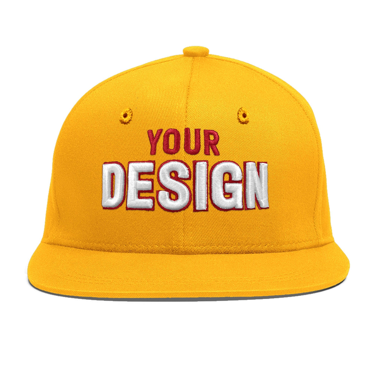 Custom Yellow 3D Puff Embroidery Flat Embroidery Casual Sport Baseball Cap
