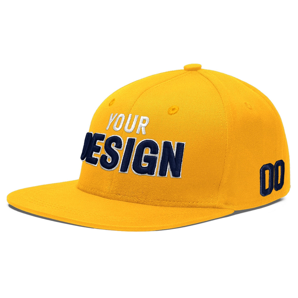 Custom Yellow 3D Puff Embroidery Flat Embroidery Casual Sport Baseball Cap