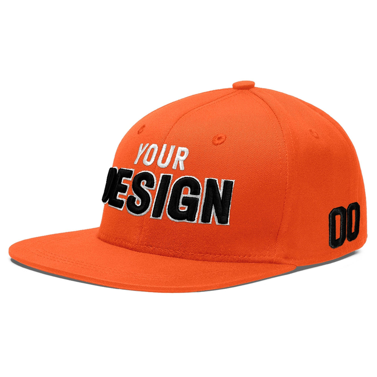 Custom Orange 3D Puff Embroidery Flat Embroidery Casual Sport Baseball Cap