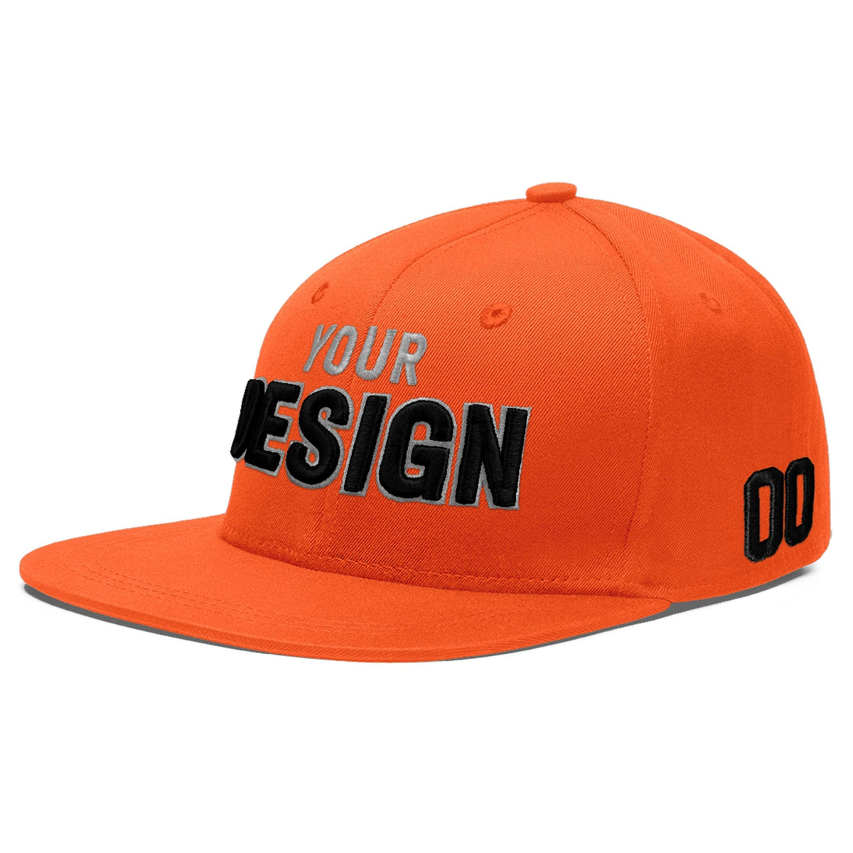 Custom Orange 3D Puff Embroidery Flat Embroidery Casual Sport Baseball Cap