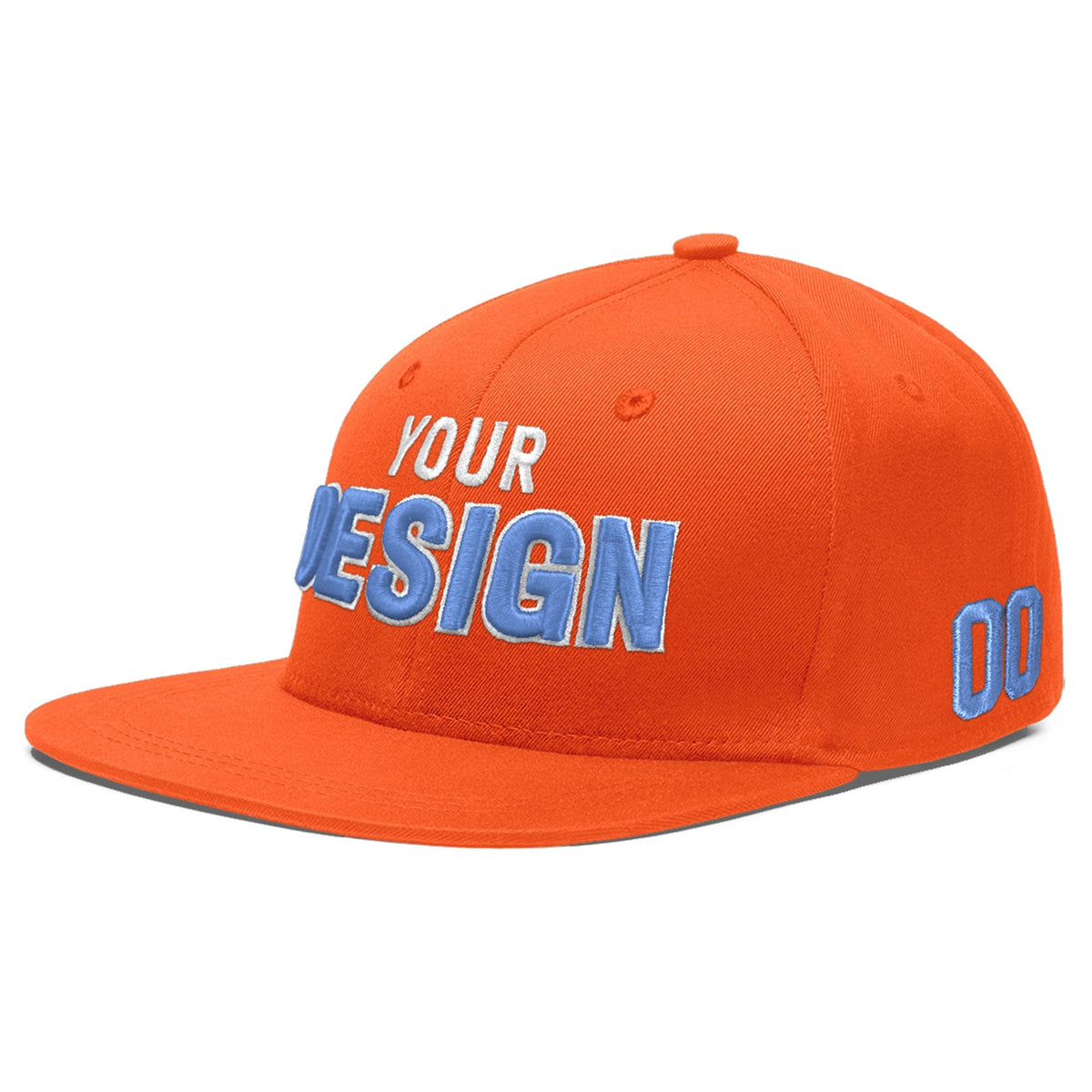 Custom Orange 3D Puff Embroidery Flat Embroidery Casual Sport Baseball Cap