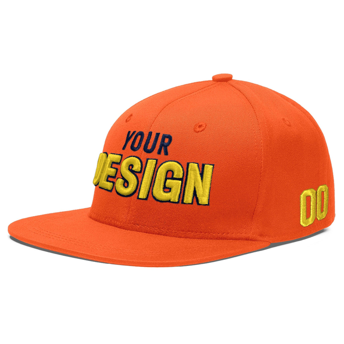 Custom Orange 3D Puff Embroidery Flat Embroidery Casual Sport Baseball Cap