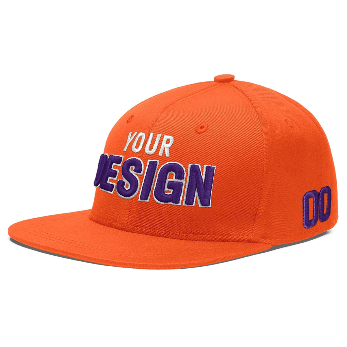 Custom Orange 3D Puff Embroidery Flat Embroidery Casual Sport Baseball Cap