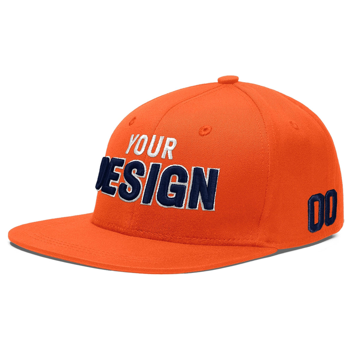 Custom Orange 3D Puff Embroidery Flat Embroidery Casual Sport Baseball Cap