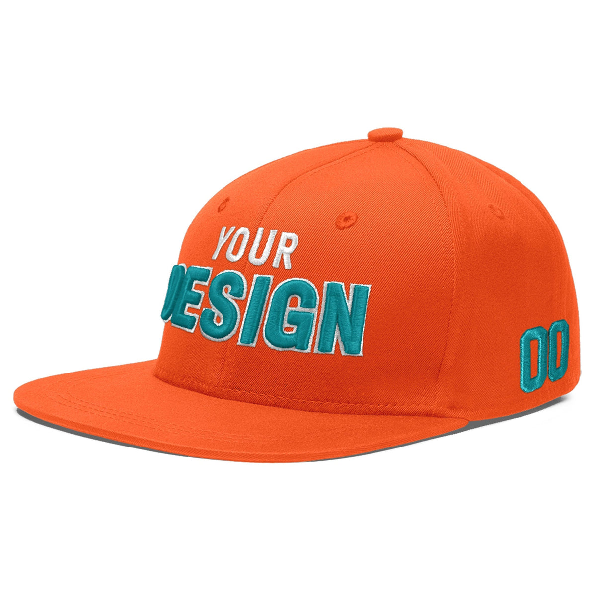 Custom Orange 3D Puff Embroidery Flat Embroidery Casual Sport Baseball Cap