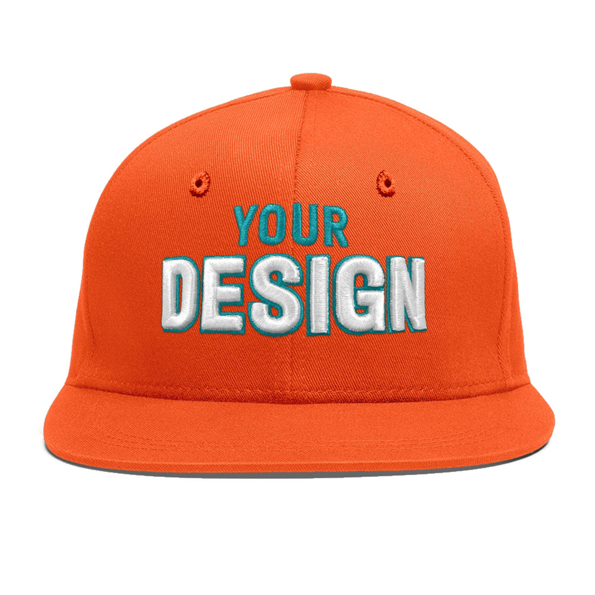 Custom Orange 3D Puff Embroidery Flat Embroidery Casual Sport Baseball Cap