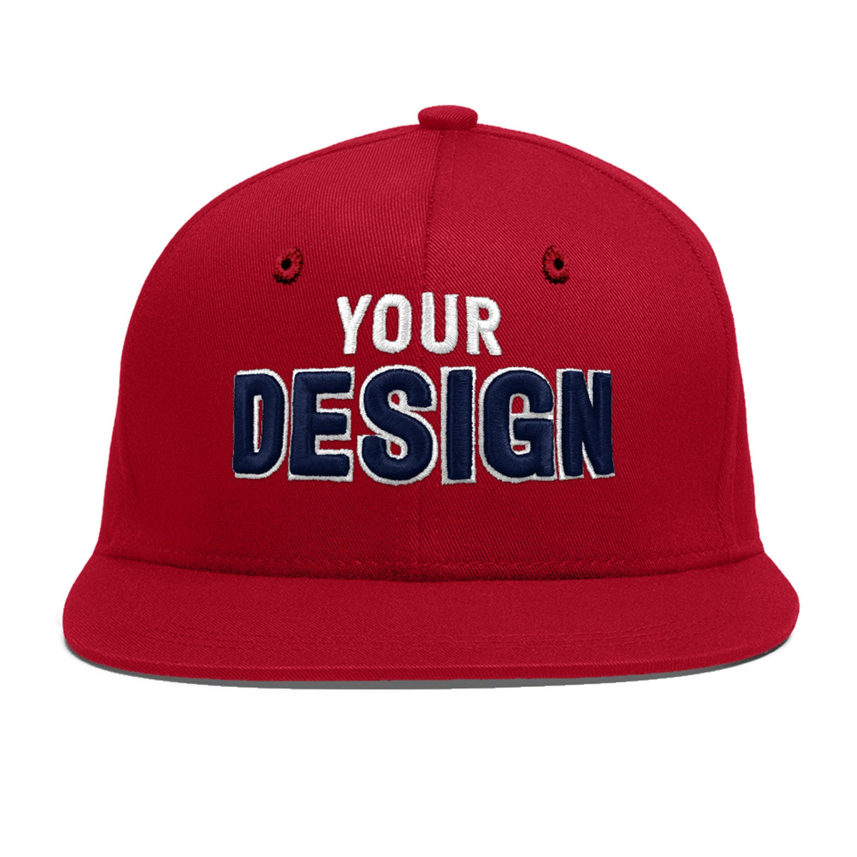 Custom Red 3D Puff Embroidery Flat Embroidery Casual Sport Baseball Cap
