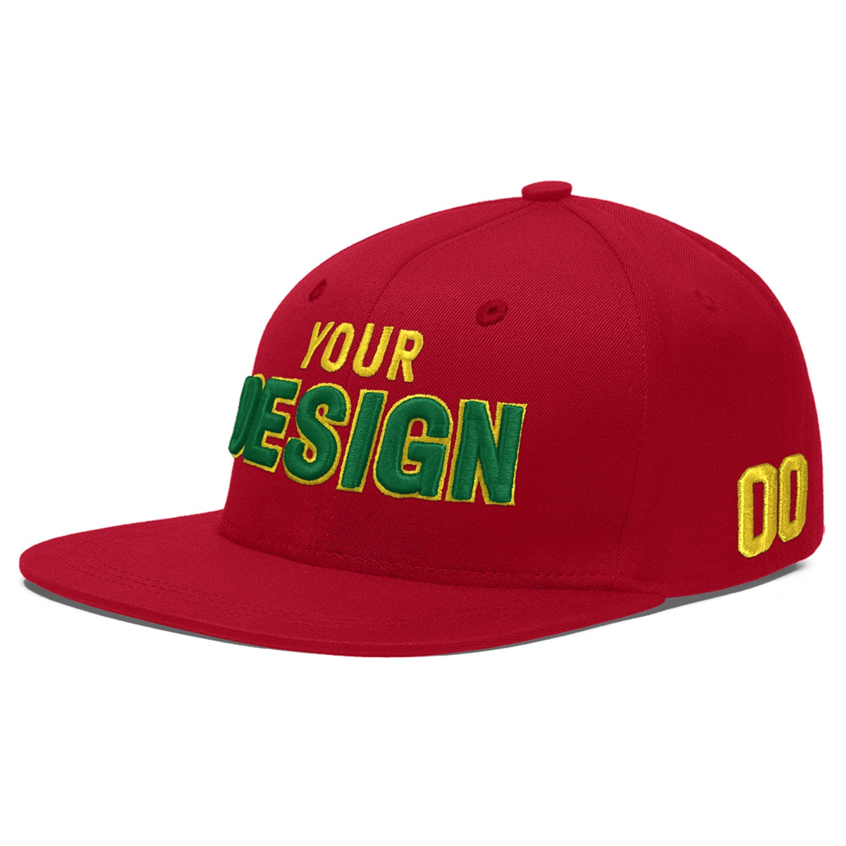 Custom Red 3D Puff Embroidery Flat Embroidery Casual Sport Baseball Cap