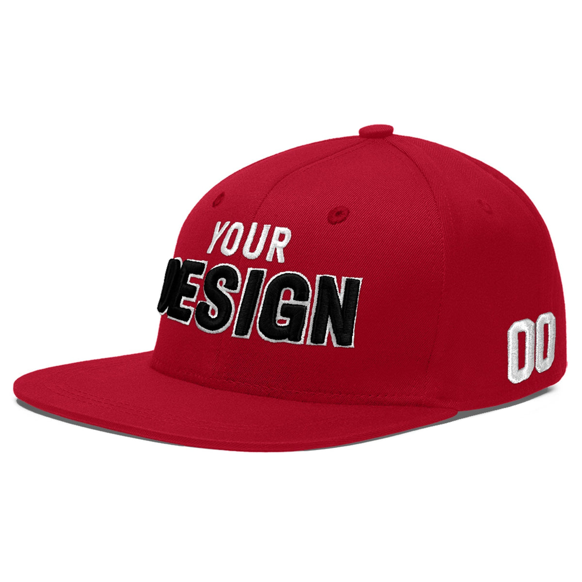Custom Red 3D Puff Embroidery Flat Embroidery Casual Sport Baseball Cap