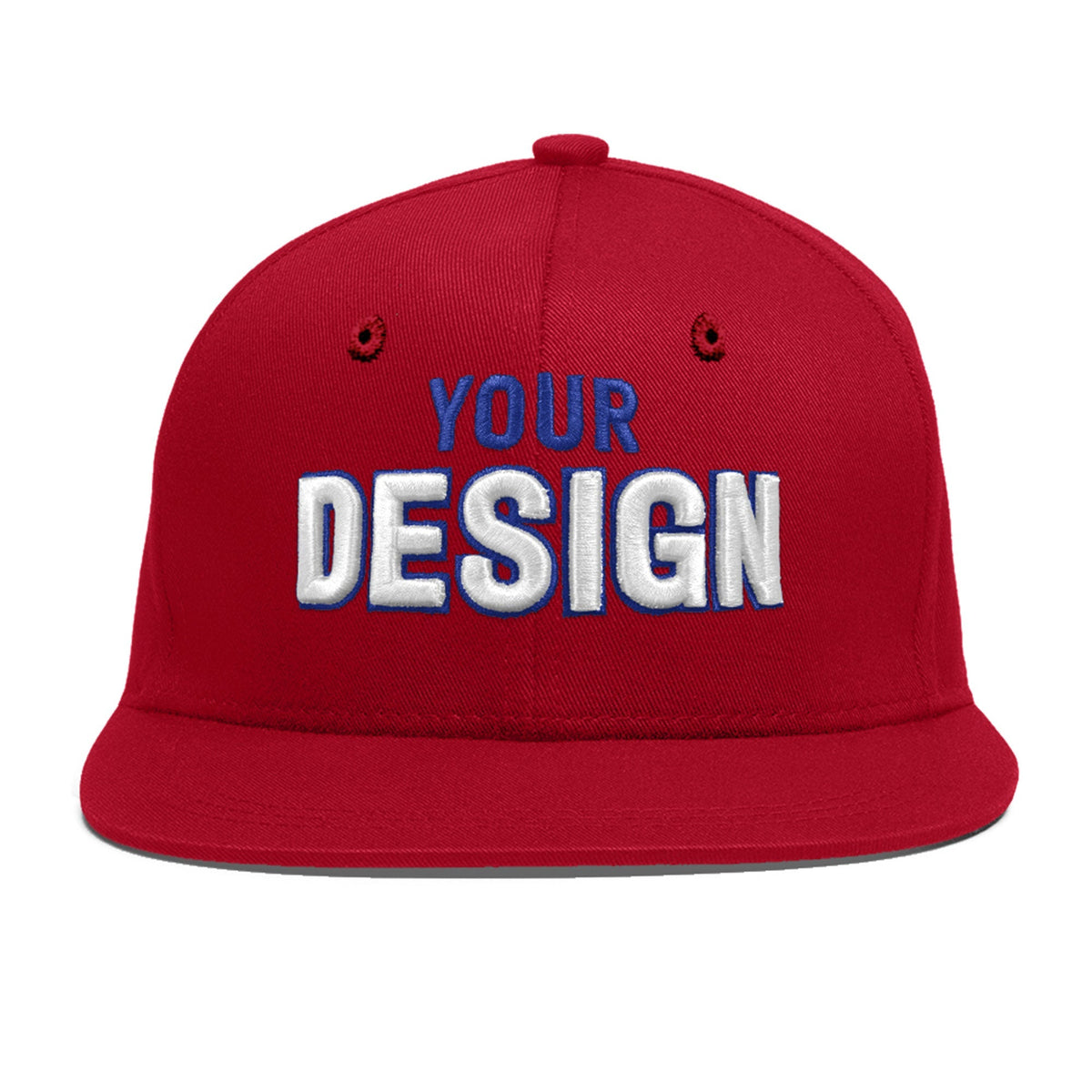 Custom Red 3D Puff Embroidery Flat Embroidery Casual Sport Baseball Cap