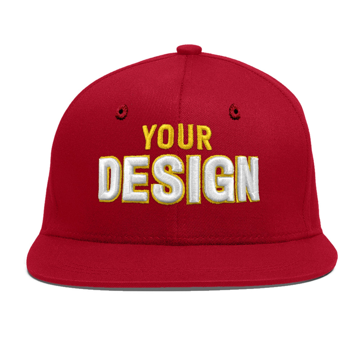 Custom Red 3D Puff Embroidery Flat Embroidery Casual Sport Baseball Cap