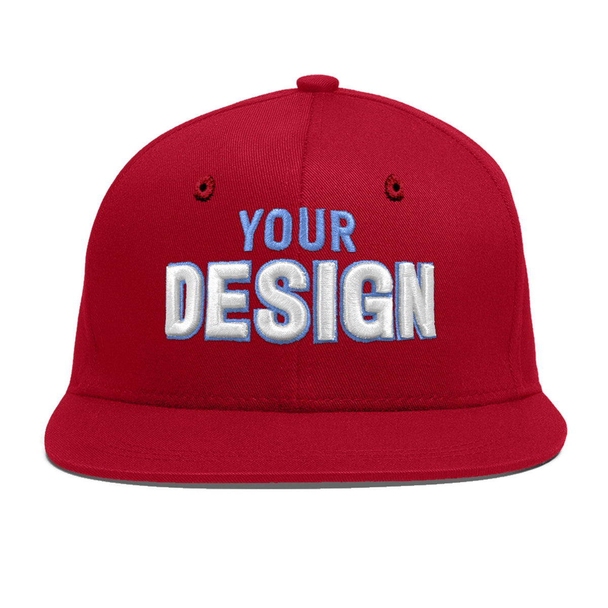 Custom Red 3D Puff Embroidery Flat Embroidery Casual Sport Baseball Cap