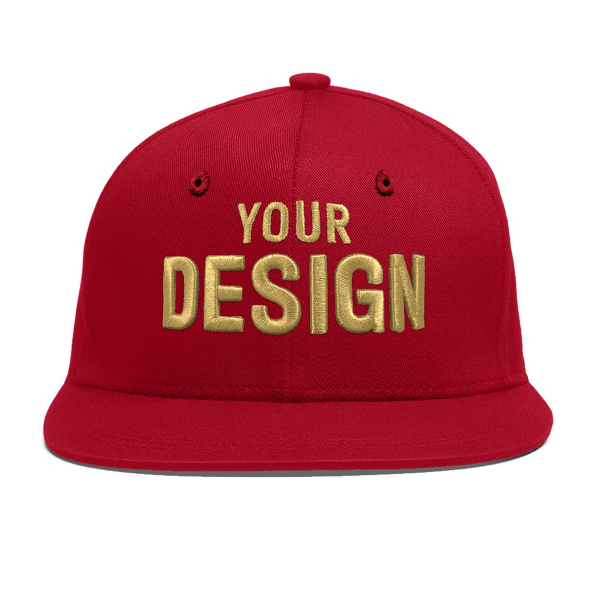 Custom Red 3D Puff Embroidery Flat Embroidery Casual Sport Baseball Cap