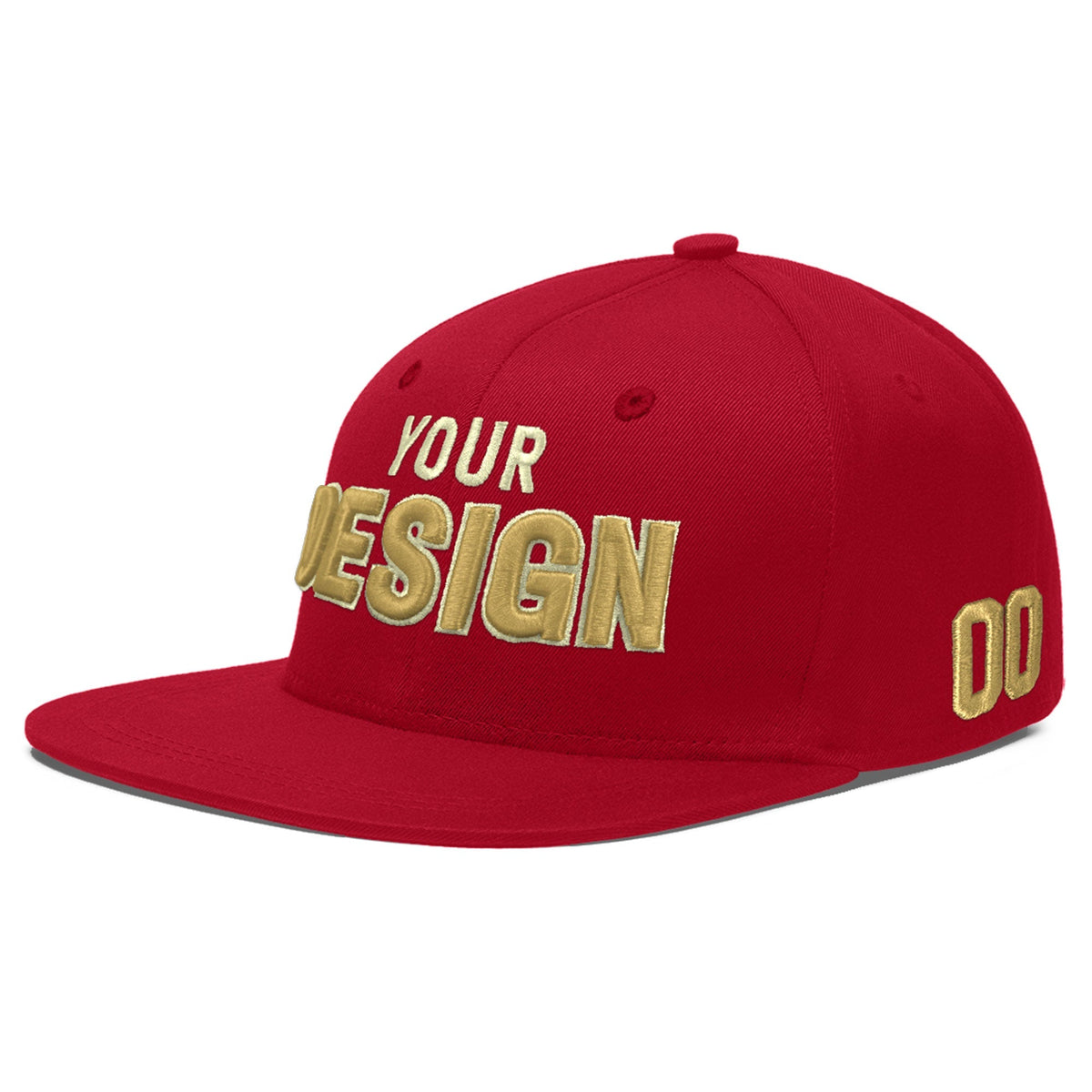 Custom Red 3D Puff Embroidery Flat Embroidery Casual Sport Baseball Cap