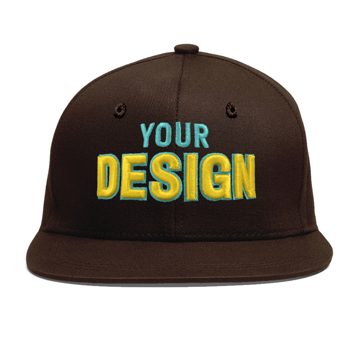 Custom Brown 3D Puff Embroidery Flat Embroidery Casual Sport Baseball Cap