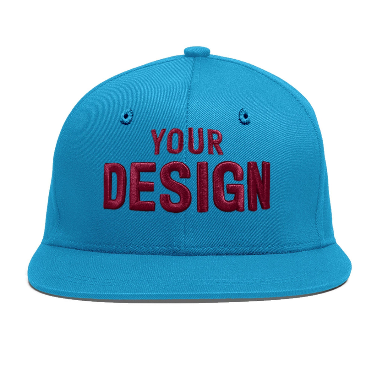 Custom Light Blue 3D Puff Embroidery Flat Embroidery Casual Sport Baseball Cap