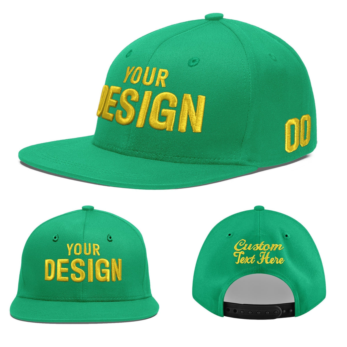 Custom Aqua 3D Puff Embroidery Flat Embroidery Casual Sport Baseball Cap